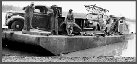 In the early 1940s, Nebraska City had water-quality problems because the city obtained its water directly from the Missouri River. Nebraska City hired Henningson Consulting Engineers of Omaha to find a suitable water supply for the city. Henningson contacted CSD for assistance in the drilling of test holes. Ellis Gordon (third from left), CSD, was sent to the proposed site. A barge was hired to transport the drilling equipment to a small island on the Missouri River. The salary of the geologist and head driller was $129.17 each per month.