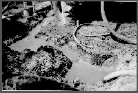 Mud pits at test 4-B-49, southwest part of Lincoln, Nebraska, in Salt Creek Valley. Photo by E.D. Gordon, June 1949.